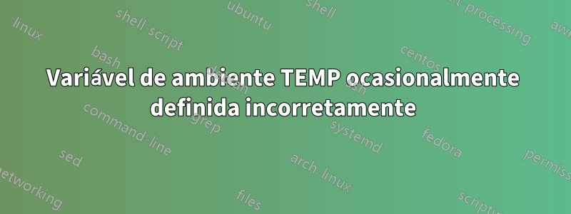 Variável de ambiente TEMP ocasionalmente definida incorretamente