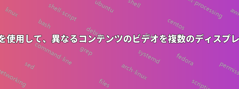 単一のビデオ出力を使用して、異なるコンテンツのビデオを複数のディスプレイに送信します。