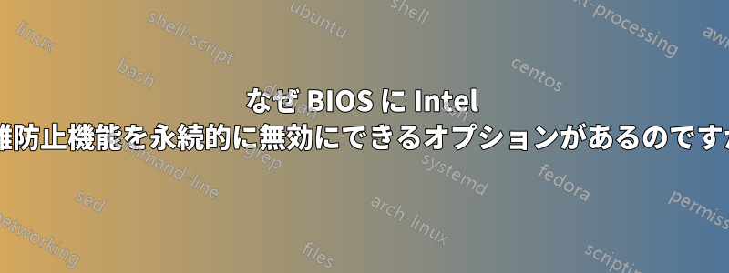 なぜ BIOS に Intel 盗難防止機能を永続的に無効にできるオプションがあるのですか?