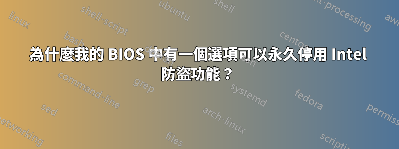 為什麼我的 BIOS 中有一個選項可以永久停用 Intel 防盜功能？