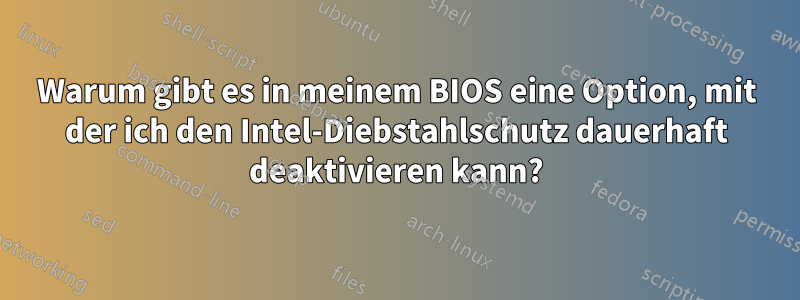 Warum gibt es in meinem BIOS eine Option, mit der ich den Intel-Diebstahlschutz dauerhaft deaktivieren kann?