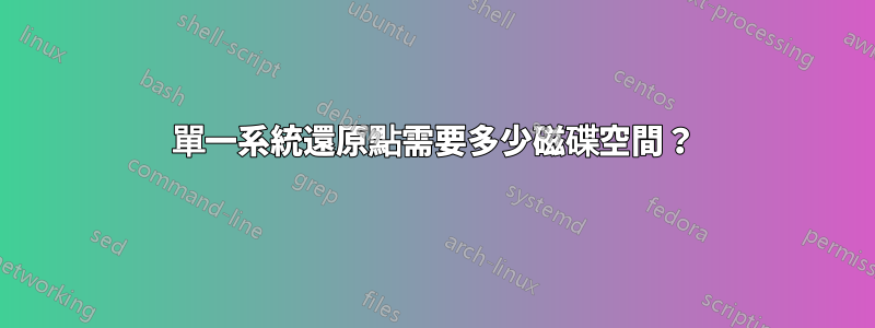 單一系統還原點需要多少磁碟空間？