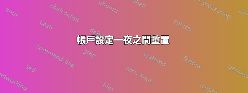 帳戶設定一夜之間重置