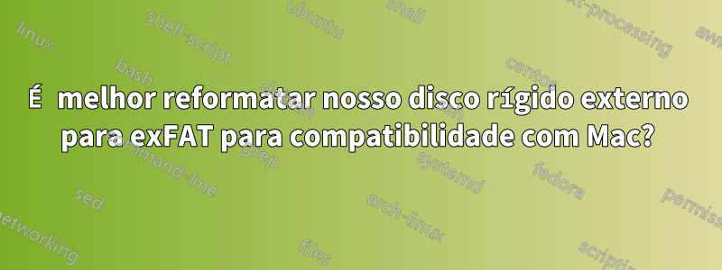 É melhor reformatar nosso disco rígido externo para exFAT para compatibilidade com Mac?