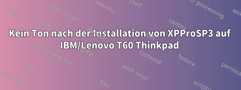 Kein Ton nach der Installation von XPProSP3 auf IBM/Lenovo T60 Thinkpad