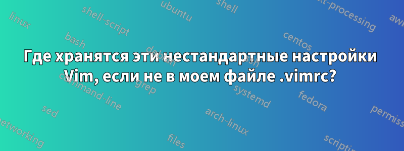 Где хранятся эти нестандартные настройки Vim, если не в моем файле .vimrc?