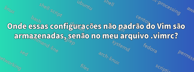 Onde essas configurações não padrão do Vim são armazenadas, senão no meu arquivo .vimrc?