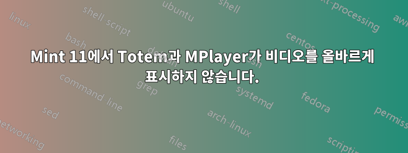 Mint 11에서 Totem과 MPlayer가 비디오를 올바르게 표시하지 않습니다.