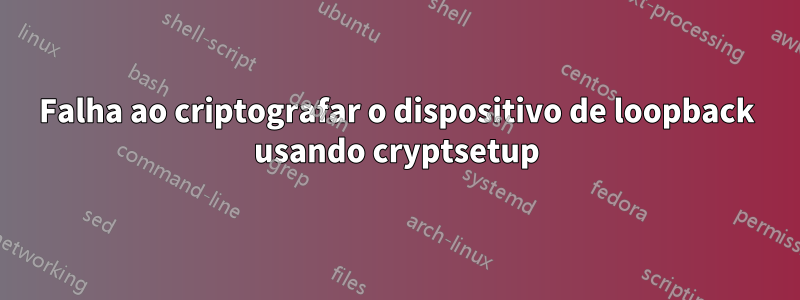 Falha ao criptografar o dispositivo de loopback usando cryptsetup