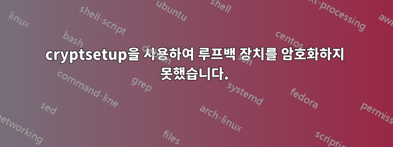 cryptsetup을 사용하여 루프백 장치를 암호화하지 못했습니다.