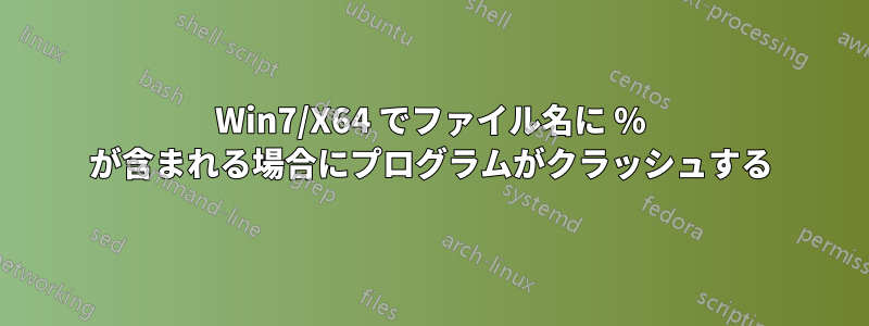 Win7/X64 でファイル名に % が含まれる場合にプログラムがクラッシュする