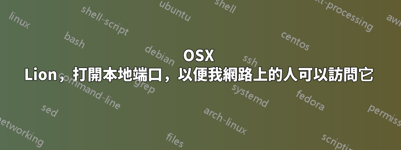 OSX Lion，打開本地端口，以便我網路上的人可以訪問它