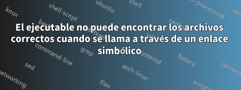 El ejecutable no puede encontrar los archivos correctos cuando se llama a través de un enlace simbólico