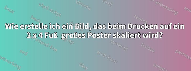 Wie erstelle ich ein Bild, das beim Drucken auf ein 3 x 4 Fuß großes Poster skaliert wird?