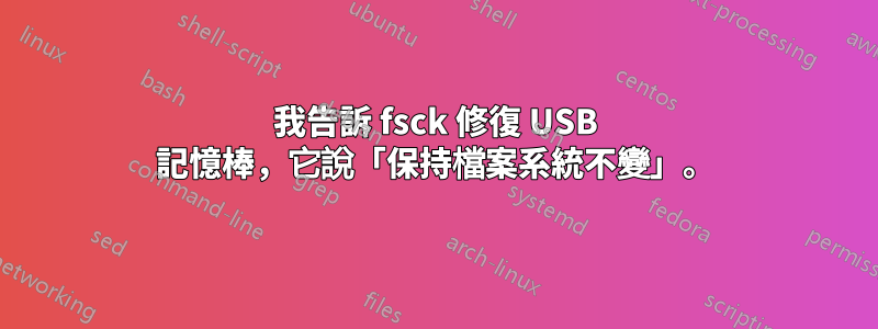 我告訴 fsck 修復 USB 記憶棒，它說「保持檔案系統不變」。