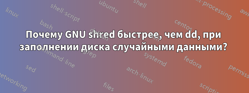 Почему GNU shred быстрее, чем dd, при заполнении диска случайными данными?