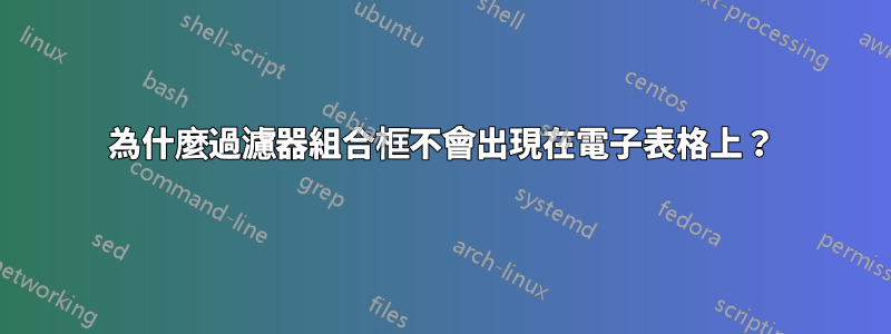 為什麼過濾器組合框不會出現在電子表格上？