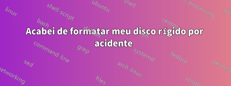 Acabei de formatar meu disco rígido por acidente 