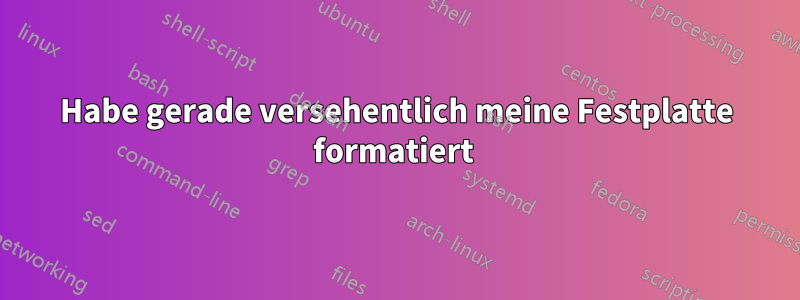 Habe gerade versehentlich meine Festplatte formatiert 