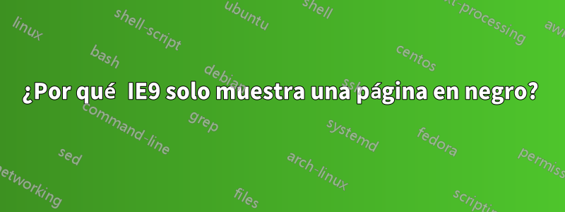 ¿Por qué IE9 solo muestra una página en negro?