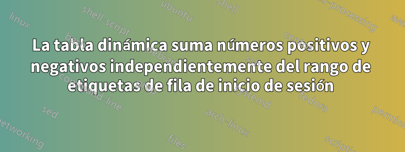 La tabla dinámica suma números positivos y negativos independientemente del rango de etiquetas de fila de inicio de sesión