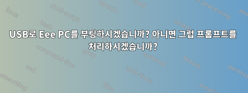 USB로 Eee PC를 부팅하시겠습니까? 아니면 그럽 프롬프트를 처리하시겠습니까?