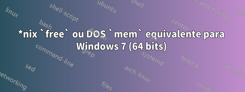 *nix `free` ou DOS `mem` equivalente para Windows 7 (64 bits)