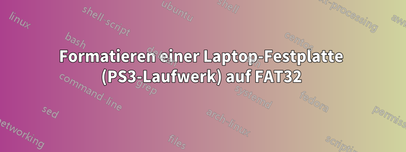 Formatieren einer Laptop-Festplatte (PS3-Laufwerk) auf FAT32