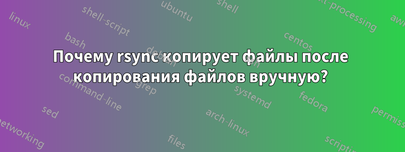 Почему rsync копирует файлы после копирования файлов вручную?