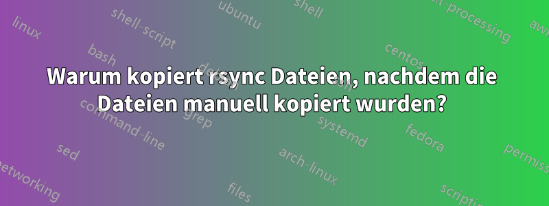 Warum kopiert rsync Dateien, nachdem die Dateien manuell kopiert wurden?