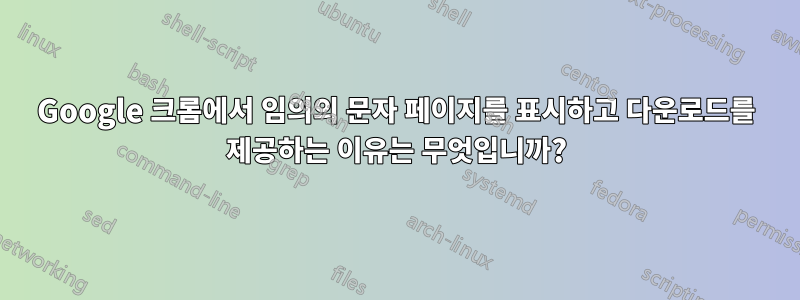 Google 크롬에서 임의의 문자 페이지를 표시하고 다운로드를 제공하는 이유는 무엇입니까?