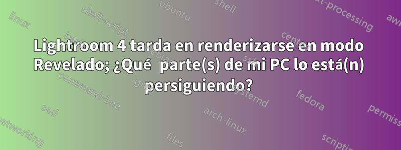 Lightroom 4 tarda en renderizarse en modo Revelado; ¿Qué parte(s) de mi PC lo está(n) persiguiendo?