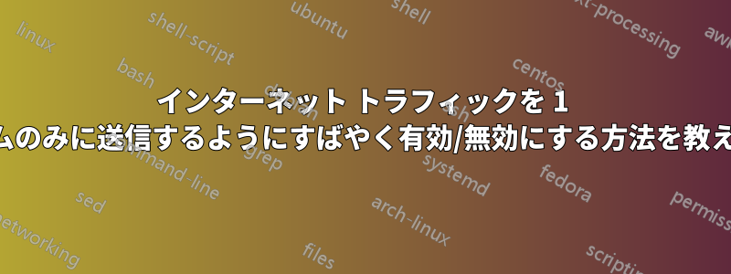 インターネット トラフィックを 1 つのプログラムのみに送信するようにすばやく有効/無効にする方法を教えてください。