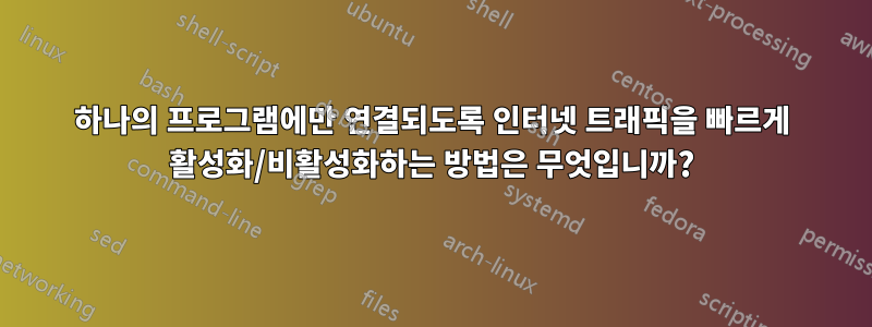 하나의 프로그램에만 연결되도록 인터넷 트래픽을 빠르게 활성화/비활성화하는 방법은 무엇입니까?