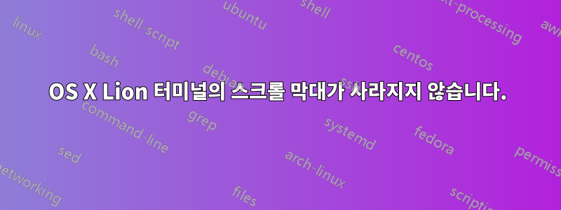 OS X Lion 터미널의 스크롤 막대가 사라지지 않습니다.