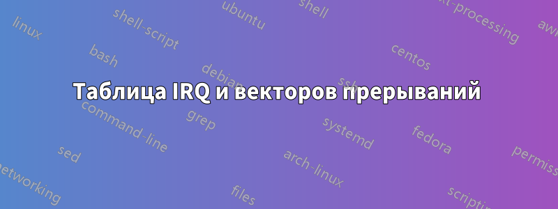 Таблица IRQ и векторов прерываний