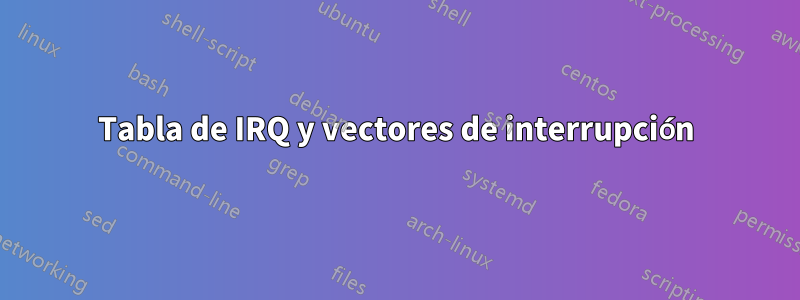 Tabla de IRQ y vectores de interrupción