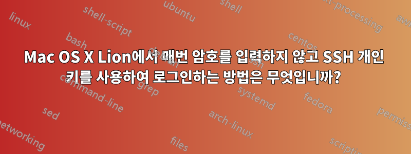 Mac OS X Lion에서 매번 암호를 입력하지 않고 SSH 개인 키를 사용하여 로그인하는 방법은 무엇입니까?