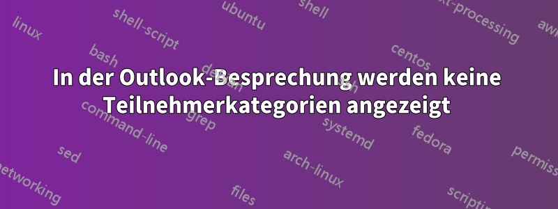 In der Outlook-Besprechung werden keine Teilnehmerkategorien angezeigt