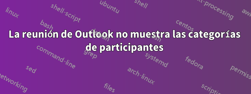 La reunión de Outlook no muestra las categorías de participantes