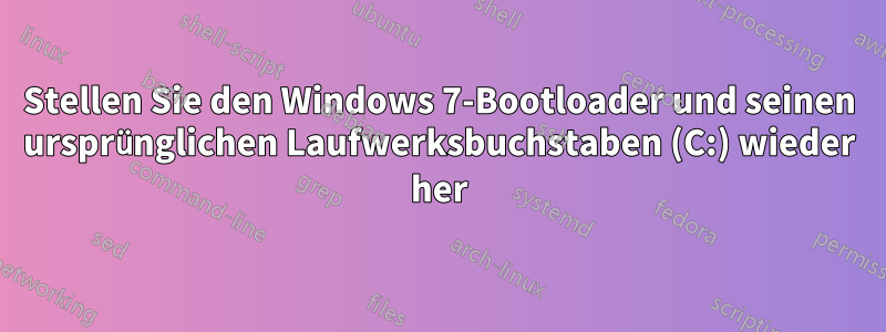 Stellen Sie den Windows 7-Bootloader und seinen ursprünglichen Laufwerksbuchstaben (C:) wieder her