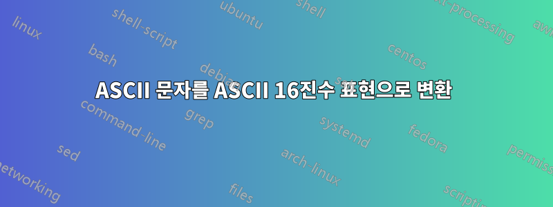 ASCII 문자를 ASCII 16진수 표현으로 변환