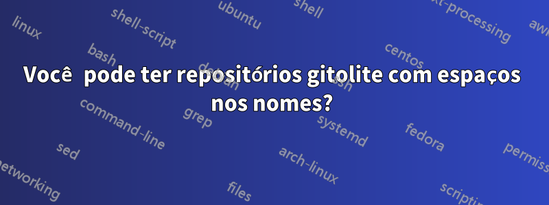 Você pode ter repositórios gitolite com espaços nos nomes?