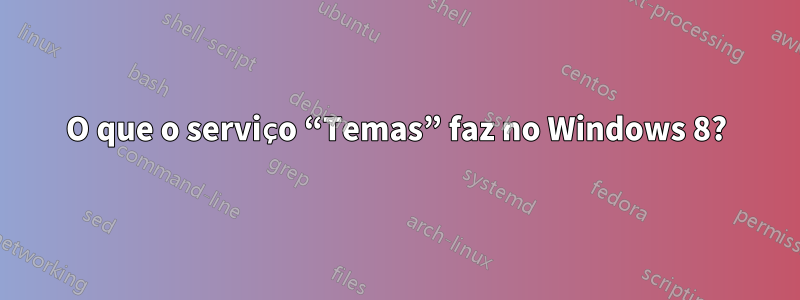 O que o serviço “Temas” faz no Windows 8?