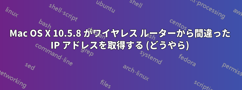 Mac OS X 10.5.8 がワイヤレス ルーターから間違った IP アドレスを取得する (どうやら)