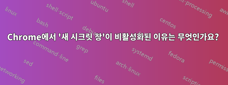 Chrome에서 '새 시크릿 창'이 비활성화된 이유는 무엇인가요?