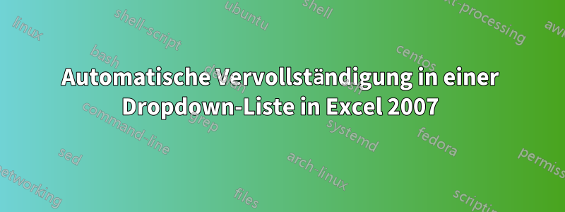 Automatische Vervollständigung in einer Dropdown-Liste in Excel 2007