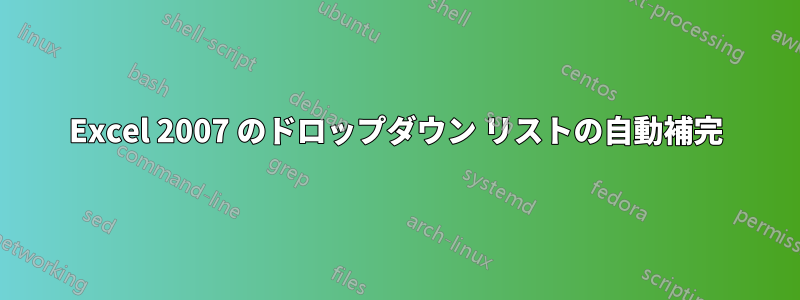 Excel 2007 のドロップダウン リストの自動補完