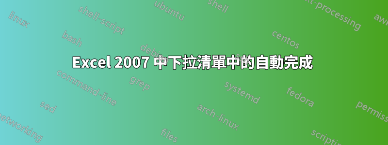 Excel 2007 中下拉清單中的自動完成