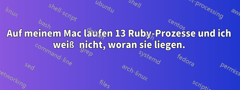 Auf meinem Mac laufen 13 Ruby-Prozesse und ich weiß nicht, woran sie liegen.